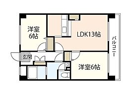 コーポハピネス 5階2LDKの間取り