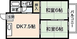 はせがわビル 2DKの間取図画像