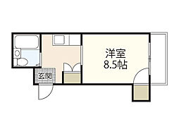 坪井ビル 3階ワンルームの間取り