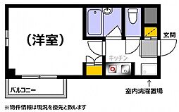 フェリエ東雲 1Kの間取図画像