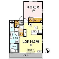 コゥジーコートK 1階1LDKの間取り