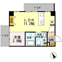 HOUSE　TAGAWA 8階1LDKの間取り