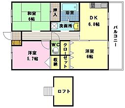 グレース府中 2階3LDKの間取り
