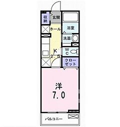 エスポワール 2階1Kの間取り
