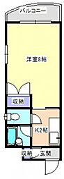 第2イノウエビル 6階1Kの間取り
