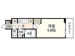 プレサンス広島中央 8階1Kの間取り
