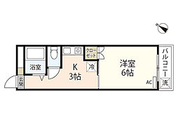 第1パークサイドマンション 1Kの間取図画像