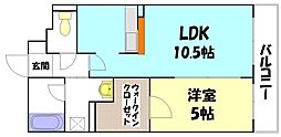 ラテール段原 1LDKの間取図画像
