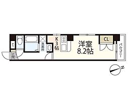 クレール段原 4階ワンルームの間取り