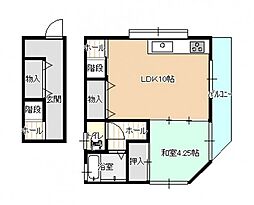 松尾貸家 2階1LDKの間取り