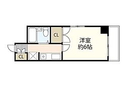 段原Oビル 4階1Kの間取り