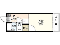 リバーシティ五日市 1Kの間取図画像