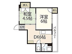 秋田マンション 2DKの間取図画像