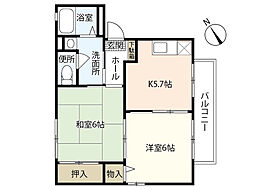 グローリー木村　Ａ棟 1階2Kの間取り