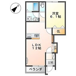 セリシール 1階1LDKの間取り