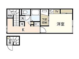 レオパレス行友 1Kの間取図画像