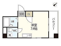 第8田中ビル ワンルームの間取図画像