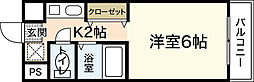 ウィンディア海老園 3階1Kの間取り