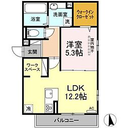 和留津 2階1LDKの間取り