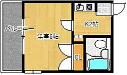 エステート1中広 1Kの間取図画像