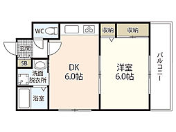楠原産業ビル 1DKの間取図画像