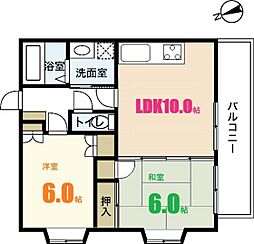 グレイス川井 2LDKの間取図画像
