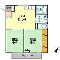 セジュール熊野C 2DKの間取図画像
