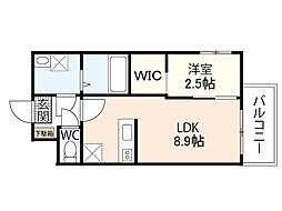 シャインライズ楽々園 1LDKの間取図画像