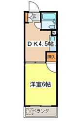 第2イクナガビル 1DKの間取図画像