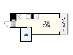 グロワール中広 ワンルームの間取図画像