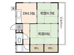 第三村島アパート 2DKの間取図画像