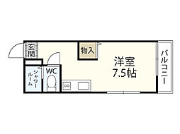 レジェンド庚午中 ワンルームの間取図画像