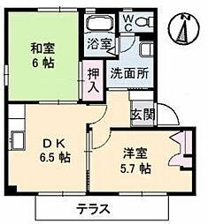 シャルム政畝 2DKの間取図画像