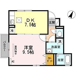 ローズコート堀越 1DKの間取図画像