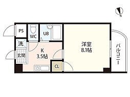 エスペランサミト 1Kの間取図画像