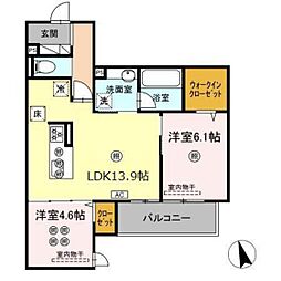 グランシャリオ 2LDKの間取図画像
