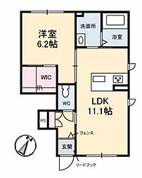 リヴェール 1LDKの間取図画像