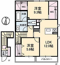ミラベル古江 2LDKの間取図画像