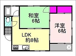 大原マンション 2LDKの間取図画像