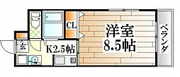 グランヴェル明和 1Kの間取図画像