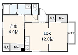 アブニール焼山中央 1LDKの間取図画像