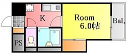 ハイネ光南 1Kの間取図画像