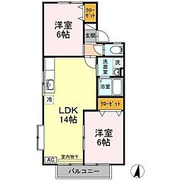 セジュール浅田 2LDKの間取図画像