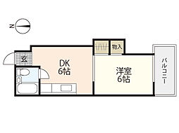 中田ビル西原 1DKの間取図画像