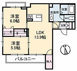 シャーメゾンUR 2LDKの間取図画像