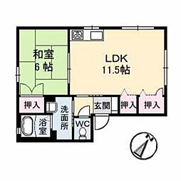 クレルバリュージュC 1LDKの間取図画像