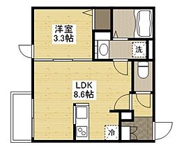 月光南観音八番館 1LDKの間取図画像
