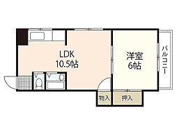 第5片山ビル 1LDKの間取図画像