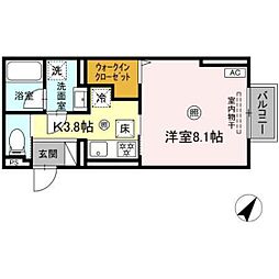 アップスD-IV 1Kの間取図画像