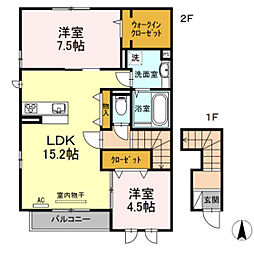 シード3 2LDKの間取図画像